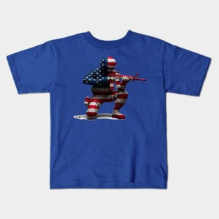 American Military Soldier and USA Flag by focusln Kids T-Shirt